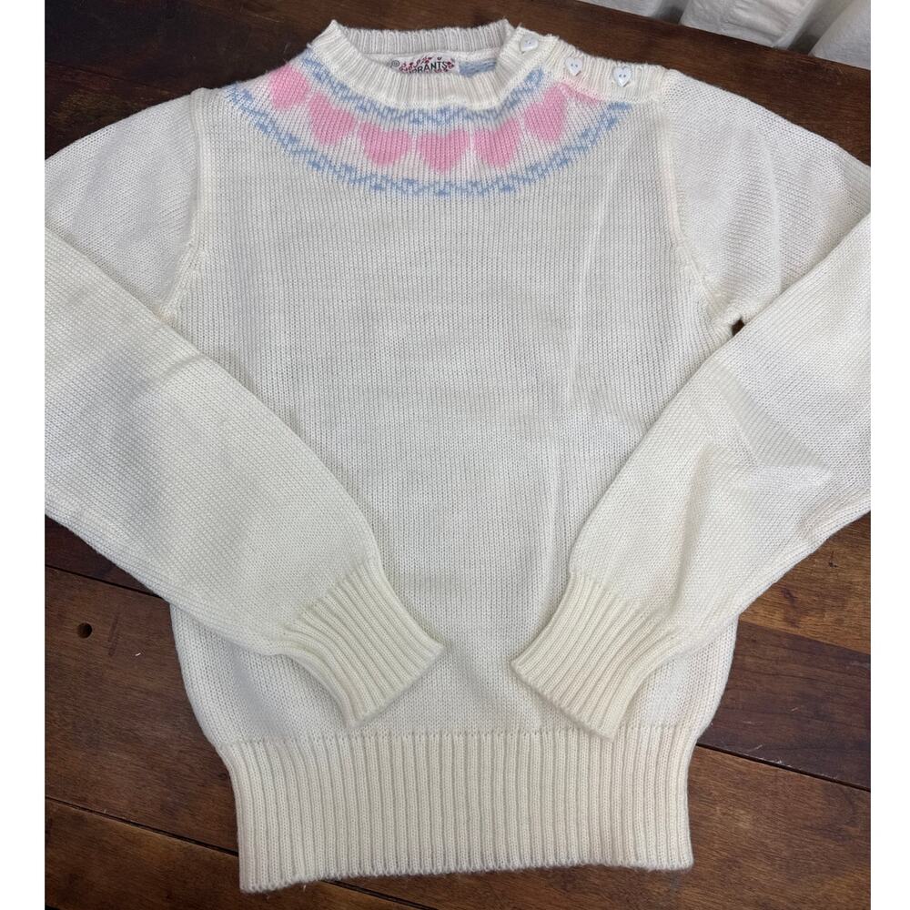 Currants By Jeri-Jo Vintage Knit Sweater Heart Detail Korea Women's Size Small